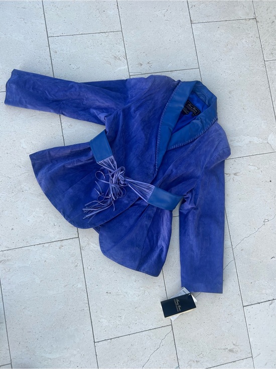 Terry Lewis Classic Luxuries Jackets & Blazers - NWT TERRY LEWIS Purple Suede Leather Jacket XXL w/Matching Fringe Tassel Belt